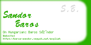 sandor baros business card